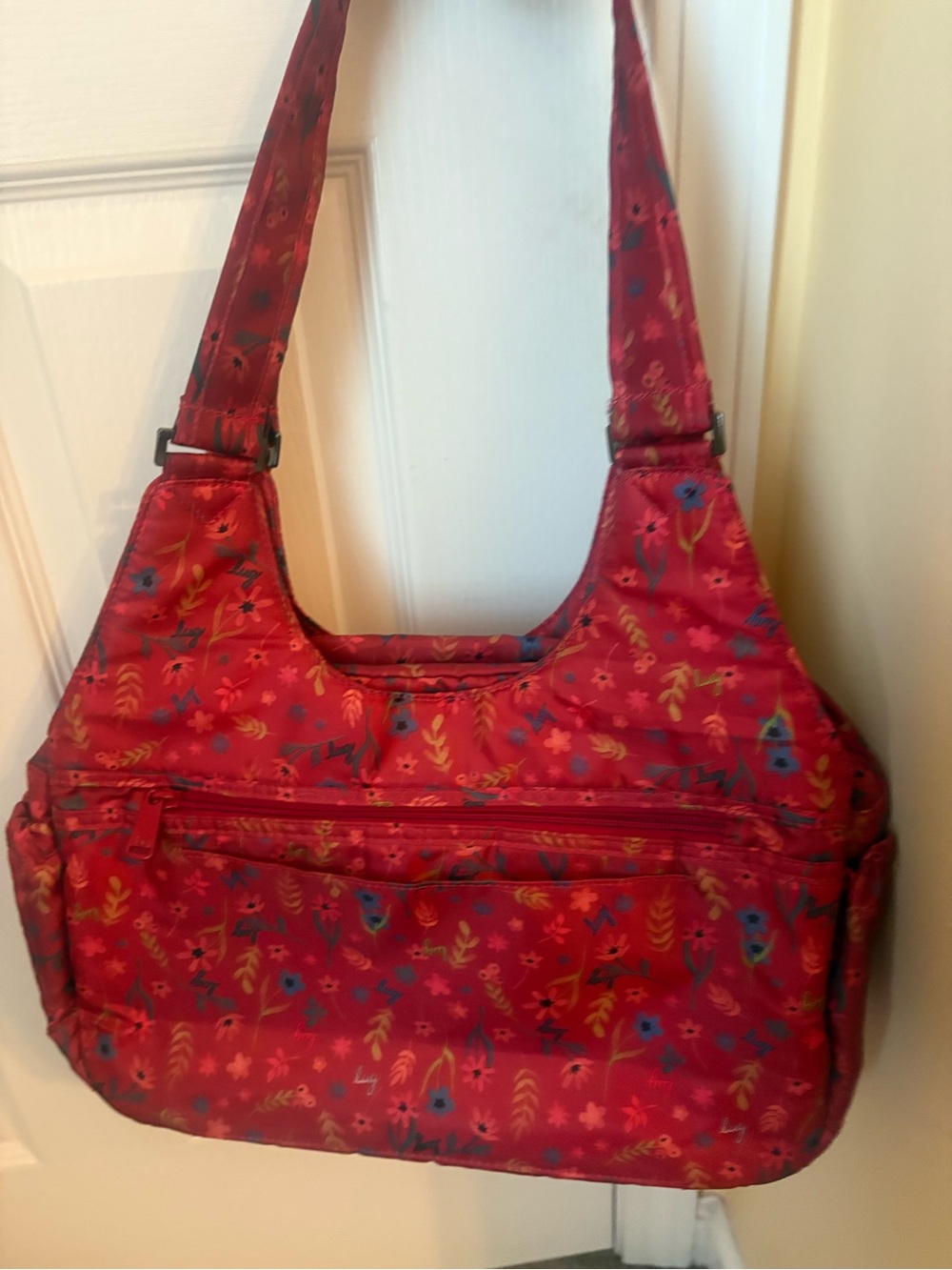 Lug Romper Tote Carry all Floral tote with in Garden red